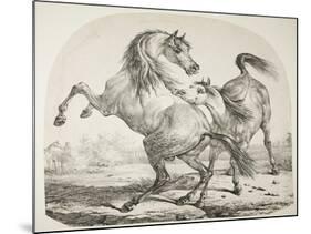 Wild Horses Fighting, C.1820-Antoine Charles Horace Vernet-Mounted Giclee Print