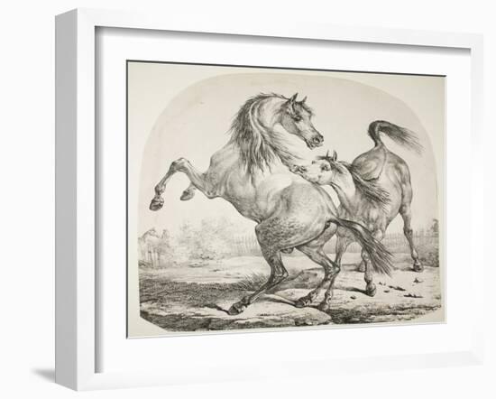 Wild Horses Fighting, C.1820-Antoine Charles Horace Vernet-Framed Giclee Print