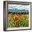 Wild Poppies (Papaver Rhoeas) and Wild Grasses with Sierra Nevada Mountains, Andalucia, Spain-Giles Bracher-Framed Photographic Print