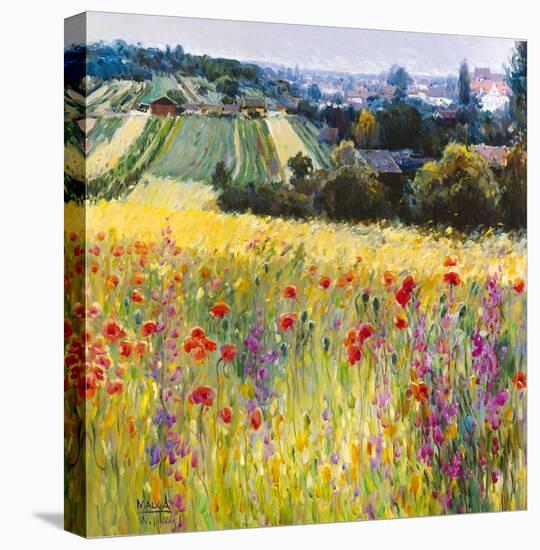 Wild Poppy View-Malva-Stretched Canvas