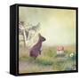 Wild Rabbit Standing Up in the Grass-Svetlana Foote-Framed Stretched Canvas
