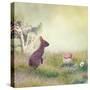 Wild Rabbit Standing Up in the Grass-Svetlana Foote-Stretched Canvas