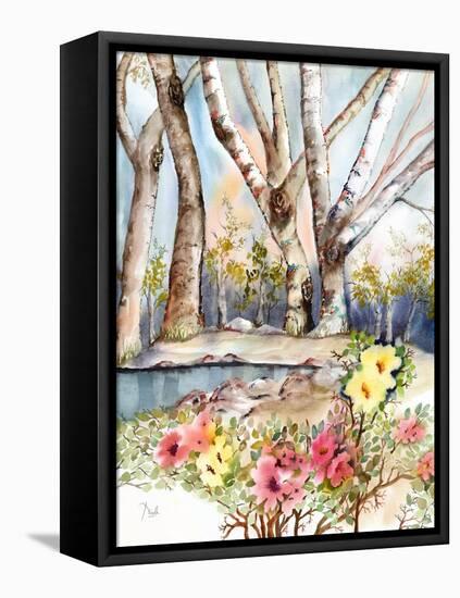 Wild Rose Pond-Neela Pushparaj-Framed Stretched Canvas