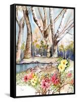 Wild Rose Pond-Neela Pushparaj-Framed Stretched Canvas