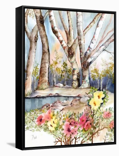 Wild Rose Pond-Neela Pushparaj-Framed Stretched Canvas