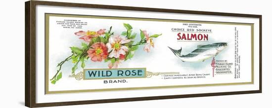 Wild Rose Salmon Can Label - Anacortes, WA-Lantern Press-Framed Premium Giclee Print