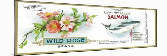 Wild Rose Salmon Can Label - Anacortes, WA-Lantern Press-Mounted Premium Giclee Print