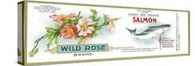 Wild Rose Salmon Can Label - Anacortes, WA-Lantern Press-Stretched Canvas