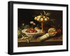 Wild Strawberries and Two Pinks in a "Wanli Kraak Porselein" Bowl-Jan Van Kessel-Framed Giclee Print