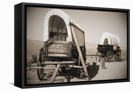 Wild West Covered Wagons-Tony Craddock-Framed Stretched Canvas
