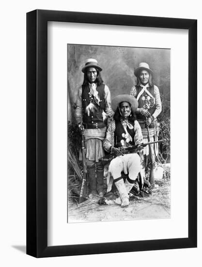 Wild West, Das-Luca, Skro-Kit, Shus-El-Day, White Mountain Apaches Posed with Rifles, 1909-null-Framed Photo