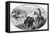 Wild West -- Indian during Buffalo Hunt-null-Framed Stretched Canvas