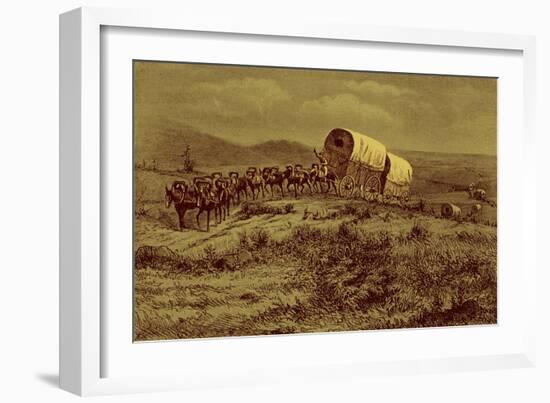 Wild West - mule-train heading west-Bohuslav Kroupa-Framed Giclee Print