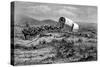 Wild West - mule-train heading west-Bohuslav Kroupa-Stretched Canvas