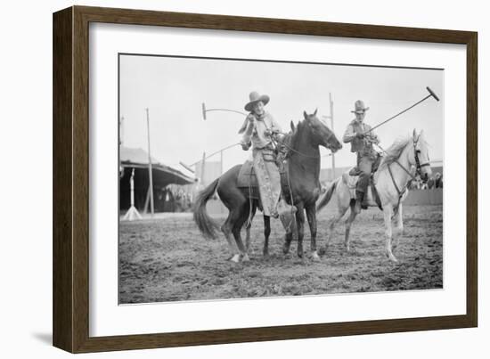 Wild West Polo Played By Cowboys on Horses at Coney Island-null-Framed Art Print