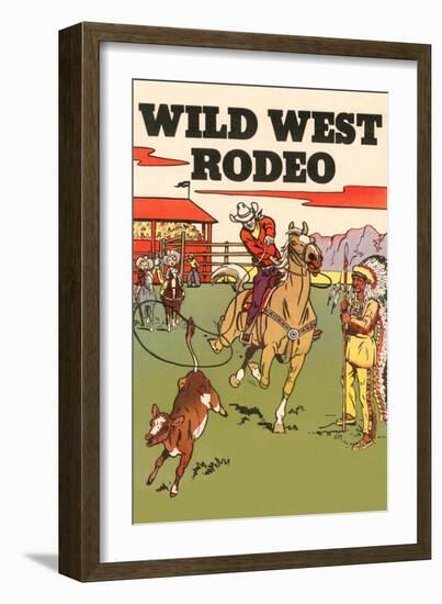 Wild West Rodeo, Calf Roping-null-Framed Art Print