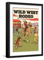 Wild West Rodeo, Calf Roping-null-Framed Art Print