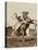 Wild West Show Performer Holds Aloft A Coiled Rope As His Horse Rears Up On His Hind Feet.-null-Stretched Canvas