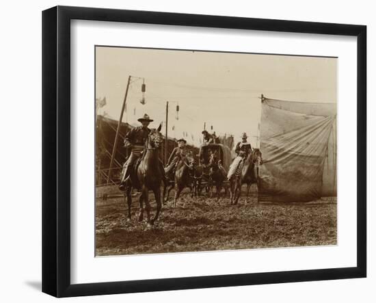 Wild West Show Stagecoach Scene-null-Framed Art Print