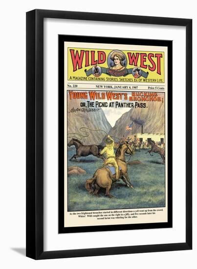 Wild West Weekly: Young Wild West's Bucking Broncos-null-Framed Art Print