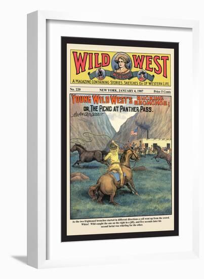 Wild West Weekly: Young Wild West's Bucking Broncos-null-Framed Art Print