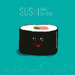 Japanese Food - Sushi. Vector Cartoon. Comic Character for Your Design. Sake Means Filled with Salm-wild0wild-Stretched Canvas