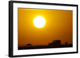 Wildebeest Near Safari Truck at Sunrise-Paul Souders-Framed Photographic Print