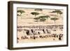 Wildebeests with African Elephants (Loxodonta Africana) in a Field, Masai Mara National Reserve-null-Framed Photographic Print