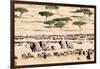 Wildebeests with African Elephants (Loxodonta Africana) in a Field, Masai Mara National Reserve-null-Framed Photographic Print