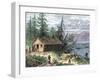 Wilderness Log Cabin of Pioneers Who Travel by River-null-Framed Giclee Print