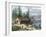 Wilderness Log Cabin of Pioneers Who Travel by River-null-Framed Giclee Print