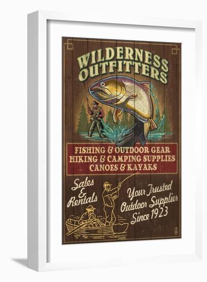 Wilderness Outfitters - Vintage Sign-Lantern Press-Framed Art Print