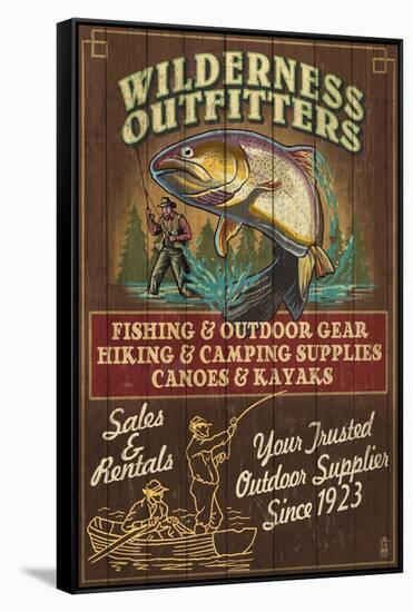 Wilderness Outfitters - Vintage Sign-Lantern Press-Framed Stretched Canvas