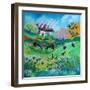 Wildflower meadow acrylics on paper-Lisa Graa Jensen-Framed Giclee Print