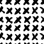 The Seamless Black and White Pattern with Crosses. the Creative Monochrome Hand Drawn Background Fo-wildfloweret-Mounted Art Print