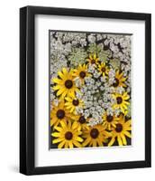 Wildflowers black eyed Susans Queen Ann Lace-null-Framed Art Print