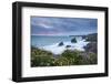 Wildflowers Growing on the Clifftops Above Bedruthan Steps on a Stormy Evening, Cornwall, England-Adam Burton-Framed Photographic Print