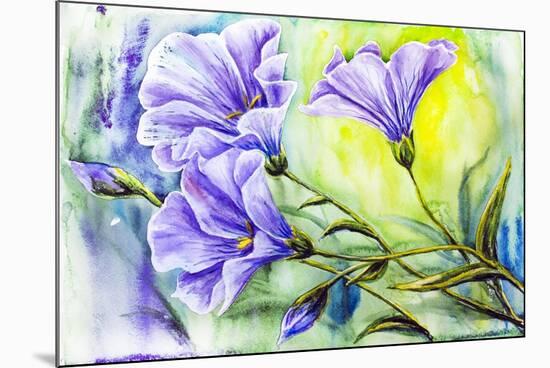 Wildflowers. Watercolor Painting-Valenty-Mounted Art Print