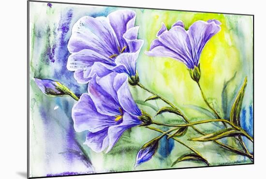 Wildflowers. Watercolor Painting-Valenty-Mounted Art Print