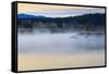 Wildfowl in Flight over Snake River Surrounded by a Cold Dawn Mist in Autumn (Fall)-Eleanor Scriven-Framed Stretched Canvas