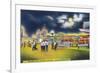 Wildwood-by-the-Sea, New Jersey - Funchase and Roller Coaster in the Moonlight-Lantern Press-Framed Premium Giclee Print