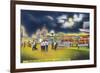 Wildwood-by-the-Sea, New Jersey - Funchase and Roller Coaster in the Moonlight-Lantern Press-Framed Premium Giclee Print