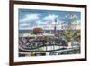 Wildwood-by-the-Sea, New Jersey - View of Playland Amusement Park-Lantern Press-Framed Premium Giclee Print