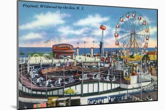 Wildwood-by-the-Sea, New Jersey - View of Playland Amusement Park-Lantern Press-Mounted Art Print