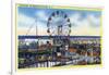 Wildwood-by-the-Sea, New Jersey - View of Playland, Ferris Wheel-Lantern Press-Framed Art Print