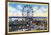 Wildwood-by-the-Sea, New Jersey - View of Playland, Ferris Wheel-Lantern Press-Framed Art Print