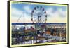 Wildwood-by-the-Sea, New Jersey - View of Playland, Ferris Wheel-Lantern Press-Framed Stretched Canvas