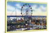 Wildwood-by-the-Sea, New Jersey - View of Playland, Ferris Wheel-Lantern Press-Stretched Canvas