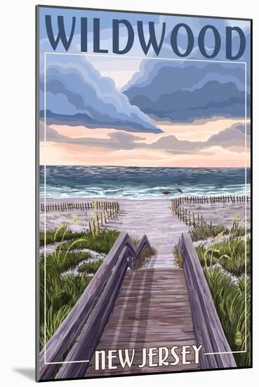 Wildwood, New Jersey - Beach Boardwalk Scene-Lantern Press-Mounted Art Print