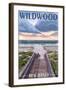 Wildwood, New Jersey - Beach Boardwalk Scene-Lantern Press-Framed Art Print